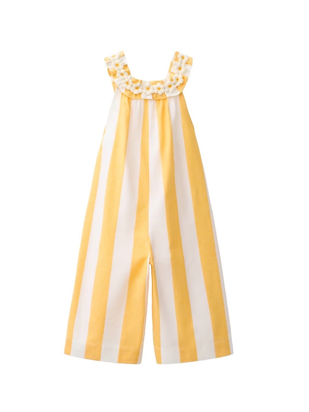 Zara Girls Yellow & White Stripe Wide-Leg Jumpsuit
